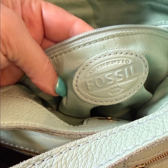 Mint Green Leather Purse Fossil gold trim crossbody bag women’s handbag main image 8